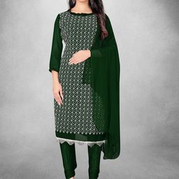 HERE&NOW Floral Embroidered Thread Work Silk Georgette Unstitched Dress Material-image-77