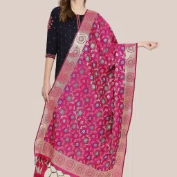 Dupatta Bazaar Rani Pink Woven Pattern Dupatta image 1