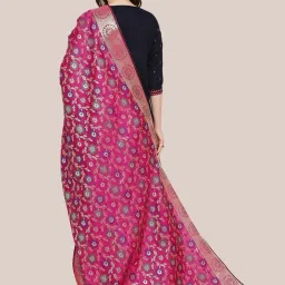 Dupatta Bazaar Rani Pink Woven Pattern Dupatta image 2