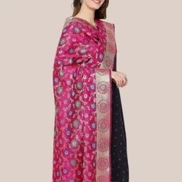 Dupatta Bazaar Rani Pink Woven Pattern Dupatta image 4