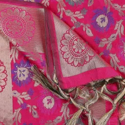 Dupatta Bazaar Rani Pink Woven Pattern Dupatta image 5