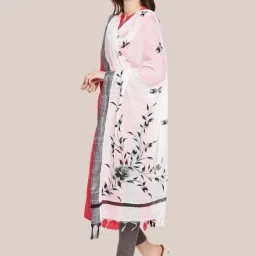 Dupatta Bazaar White Floral Print Dupatta image 3