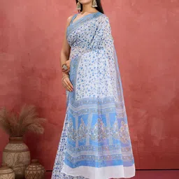 Jevi Prints Floral Pure Cotton Block Print Saree image 4