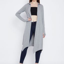 Hypernation Grey Solid Open Front Shrug-20
