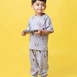 Orange Sugar Unisex Kids Printed T-shirt with Trousers-image-73