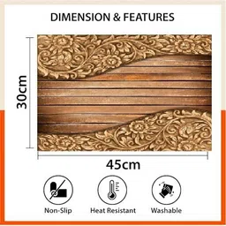 REVEXO 12Pc Brown & Beige Printed Non Slip Table Placemats With Coasters image 3