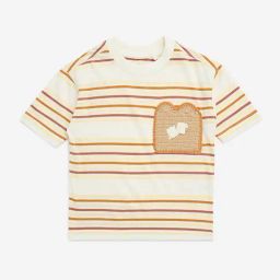 HOP Kids by Westside Beige Stripe Printed Cotton T-Shirt-image-9