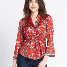 SHAYE Red Floral Print Shirt-picture-3