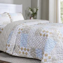 Maspar Lennon Mustard Cotton Floral Double Bed Quilt-image-82