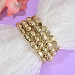 ToniQ Gold Plated Beaded Layered Bracelet for Women-image-4