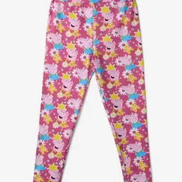 The Souled Store Girls Pink Printed Cotton Regular Leggings-picture-25