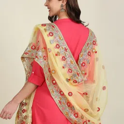 Dupatta Bazaar Lemon Yellow Zari Work Dupatta image 4