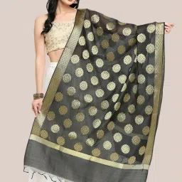 Dupatta Bazaar Black Woven Pattern Dupatta image 1