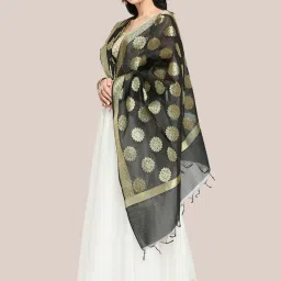 Dupatta Bazaar Black Woven Pattern Dupatta image 3
