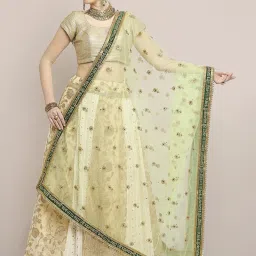 Dupatta Bazaar Light Green Zari Work Dupatta image 1