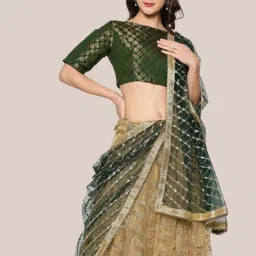 Dupatta Bazaar Bottle Green Embellished Dupatta image 4