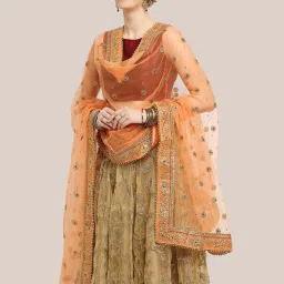 Dupatta Bazaar Peach Zari Work Dupatta image 3