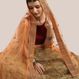 Dupatta Bazaar Peach Zari Work Dupatta image 4