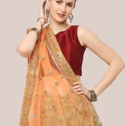 Dupatta Bazaar Peach Zari Work Dupatta image 5