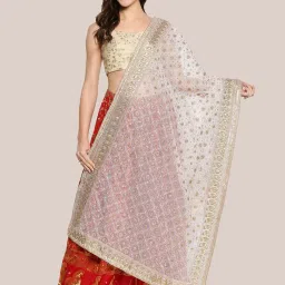 Dupatta Bazaar White Embroidered Dupatta image 1