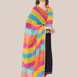 Dupatta Bazaar Multicolor Striped Dupatta image 3