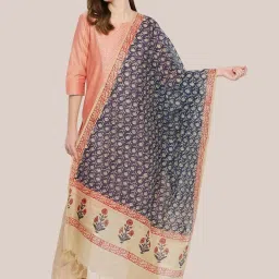Dupatta Bazaar Navy Cotton Printed Dupatta image 1