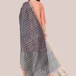 Dupatta Bazaar Navy Cotton Printed Dupatta image 2