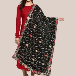 Dupatta Bazaar Black Embroidered Dupatta image 1