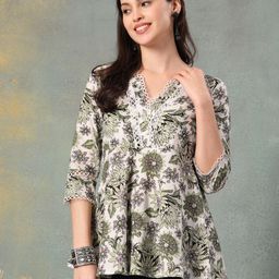 God Bless Women Floral Printed Cotton Peplum Top-picture-52