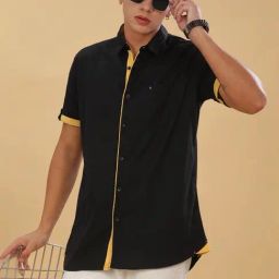 Kuons Avenue Black Linen Slim Fit Shirt-image-139
