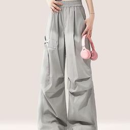 Outzidr Women Loose Baggy Mid-Rise Cargo Trousers-image-62