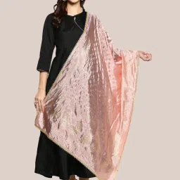 Dupatta Bazaar Peach Zari Work Dupatta image 1