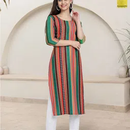 HERE&NOW Selection Of 2 Geometric Printed Round Neck Straight Kurtas-picture-12