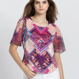 SHAYE Purple Floral Print Top-image-71