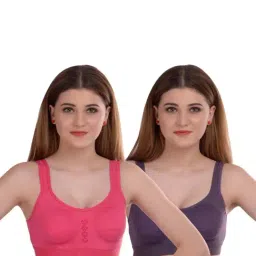 AROUSY Purple & Pink Cotton Beginner's Bras - Pack Of 2-image-70