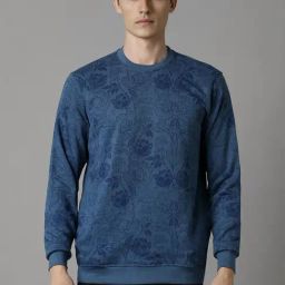 Louis Philippe Navy Cotton Regular Fit Printed Sweatshirt-44