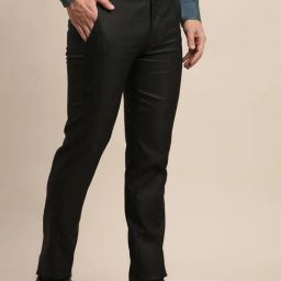 Turtle Black Ultra Slim Fit Self Design Trousers image 4