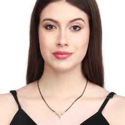 AanyaCentric Rose Gold-Plated Artificial Stones Mangalsutra-49