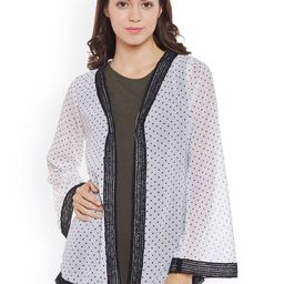WISSTLER White & Black Printed Semi-Sheer Shrug-19