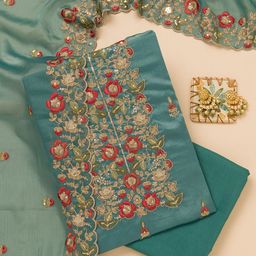Koskii Floral Embroidered Sequinned Unstitched Dress Material-image-50