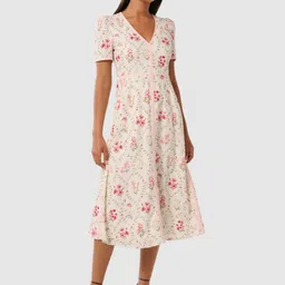 Forever New Floral Print Puff Sleeve A-Line Midi Dress-image-93
