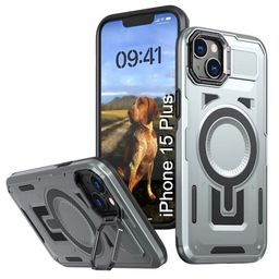 Luxury Kase Rugged Shockproof iPhone 15 Plus Magnetic Back Case with Kickstand-picture-42