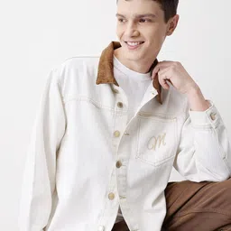 Mast & Harbour Contrast Collar Pure Cotton Over Relax Denim Jacket-picture-19