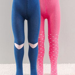 Honeyhap Premium Cotton Elastane Footed Tights With Anti-MicrobialFinish Pack of 2 - Blue Pink-image-32