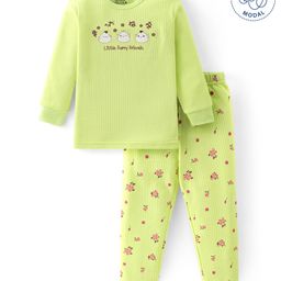 Babyoye Full Sleeves Thermal Inner Wear Set Floral Print - Green-image-95