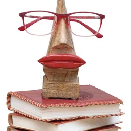 Desi Karigar Wooden Nose Shaped Spectacle Stand Pink Lips Eyeglass Holder-picture-8