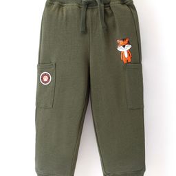 Babyhug Cotton Looper Knit Lounge Pant Fox Print - Olive Green-picture-28
