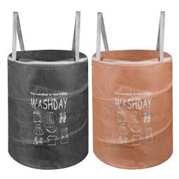 Kuber Industries Laundry Basket  Round Laundry Basket  Jute Storage Bag with Button Handles  Clothes Bag for Home  Toy Storage Basket  45 LTR  Pack of 2  Peach & Gray-17