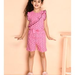 Kids Cave Frill Sleeves Floral Printed Jumpsuit - Pink-image-89