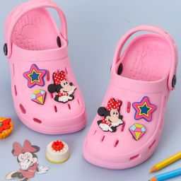 Disney by Yellow Bee Solid Perforated Minnie Mouse Clogs With Star & Gem Charms - Pink-image-96
